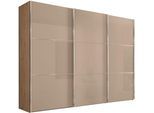 Kleiderschrank STAUD "Schwebetürenschrank Includo Glas", beige (karamellglas), B:298cm H:222cm T:68cm, Holzwerkstoff, Schränke, Kleiderschrank