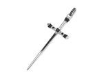 Kreuzanhänger "Schwert mit schwarzen Spinellen, Silber 925", silber, GIORGIO MARTELLO MILANO, Schmuckanhänger, Herren, 7,5cm, Silber 925 (Sterlingsilber)