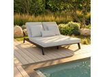 Gartenliege Nouri Hellgrau Metall/Textil