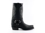 Grinders Herren-Cowboystiefel aus schwarzem Leder, Weißkopfseeadler