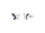 Paar Ohrstecker TOM TAILOR "Schmetterling-Motiv", silberfarben, lila, lila, Ohrringe, Mädchen, Silber 925 (Sterlingsilber), mit Zirkonia (synth.)