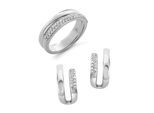 Orphelia 'Emily' Dames 925 Sterling Zilveren Set: Oorbellen + Ring - Zilver SET-7581