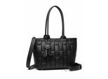 Schultertasche "Luvre", Mädchen, Gr. B/H/T: 31cm x 24cm x 14cm onesize, schwarz, Lederimitat, COLLEZIONE ALESSANDRO, Taschen Schultertasche, mit luxuriöser Steppung