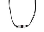 Kette mit Anhänger TOM TAILOR, schwarz (edelstahlfarben, braun), Halsketten, Herren, Edelstahl Leder, L: 52 B: 3,8mm, Edelstahl, Leder, B:3,8mm