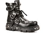 New Rock Silver Cross zwart lederen bikerlaarzen-407-S1
