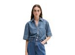 Jeansbluse MARC O'POLO "aus Organic Cotton-Lyocell-Mix", Damen, Gr. M, blau (medium blau), Obermaterial: 76% Lyocell, 24% Baumwolle, unifarben, regular fit bauchfrei, normaler Saum, Blusen Jeansbluse