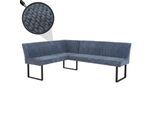 Eckbank MCW-O82, Esszimmerbank Bank, Öko-Tex (310g/m²) Chenille Stoff/Textil Metall 159x210cm ~ blau