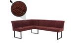 Eckbank MCW-O82, Esszimmerbank Bank, Öko-Tex (310g/m²) Chenille Stoff/Textil Metall 159x210cm ~ rot