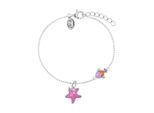 Silberarmband PRINZESSIN LILLIFEE "Seestern-Optik, Fisch-Optik", silberfarben, pink, lila, orange, weiß, weiß, Armbänder, Mädchen, 15cm, Silber 925 (Sterlingsilber), Silberarmband, mit Zirkonia (synth.) - Emaille