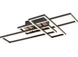 JUST LIGHT LED Deckenleuchte "AKUSTIKA", schwarz (holz, natur), 1, H: 11,5cm, 1 Stk., Leuchten, Eichenfurnier und schwarz, Rahmen drehbar, LED Deckenleuchte