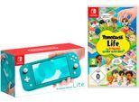 NINTENDO SWITCH Konsolen-Set "Lite + Tomodachi Life: Wo Träume wahr werden", türkis, B:20,8cm H:9,11cm T:2,84cm, Spielekonsolen