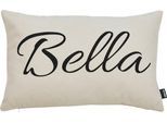 Dekokissen DONE. "BELLA", beige (beige, schwarz, schriftzug), B:40cm L:60cm, Polyester, Dekokissen_Sitzkissen_Kissenhüllen, Extra weiche Haptik