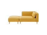 Sofa Fanny Gelb Leinenoptik mit Hocker