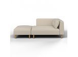 Sofa Fanny Beige Webstoff mit Hocker