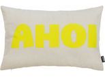 Dekokissen DONE. "AHOI", beige (beige, neon gelb, schriftzug), B:40cm L:60cm, Polyester, Dekokissen_Sitzkissen_Kissenhüllen, Extra weiche Haptik