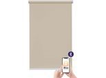 Elektrisches Rollo SUNLINES "Akkurollo Upcycling appgesteuert, blickdicht, Sunlines", beige (sand), B:100cm H:220cm, Kunststoff, Metall, Polyester, Rollos, Elektrisches Rollo, appgesteuert via Bluetooth