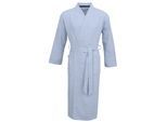 Unisex-Bademantel CARL ROSS "flat weave" Gr. XS, blau (ocean blau, sanftes weiß), L:125cm, Frottier, Hausmäntel, Unisex-Bademantel, Kimono