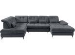 Ecksofa HOME AFFAIRE "Lazio modern & bequem, Breite 358cm, U-Form, tolle Detailverarbeitung", grau (anthrazit), B:358cm T:216cm, 100% Polyester, Sofas, Ecksofa, mit Bettkasten & Bettfunktion, mit Kopfteil- & Sitztiefenverstellung