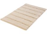 Badematte KLEINE WOLKE "Monrovia, Badvorleger, Badezimmer Teppich" Gr. 5, beige (sandbeige), H:23mm, Kunstfaser, Badematten, Badematte, Badteppich, Uni Farben, gestreift, aus Mikrofaser, waschbar