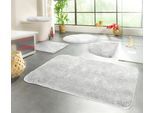 Badematte KINZLER "Chaozhou, Badvorleger, Badezimmer Teppich" Gr. 7, silber (silberfarben), H:20mm, Polyester, Badematten, Badematte, Badteppich, Uni Farben, weich, als rechteckig, rund & Set erhältlich