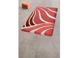 Badematte KLEINE WOLKE "Flame, Badvorleger, Badezimmer Teppich", rot (marsala), H:15mm, Polyacryl, Badematten, Badematte, Badteppich, modernes Wellen Design
