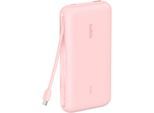 BELKIN Powerbank "BOOST CHARGE 20K mit integriertem Kabel 20.000mAh", pink, 7,4 V 20mAh, Akkumulatoren, Powerbank