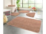 Badematte KINZLER "Chaozhou, Badvorleger, Badezimmer Teppich", braun (hellbraun), H:20mm, Polyester, Badematten, Badematte, Badteppich, Uni Farben, weich, als rechteckig, rund & Set erhältlich