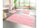 Badematte KINZLER "Chaozhou, Badvorleger, Badezimmer Teppich" Gr. 1, rosa (rosé), H:20mm, Polyester, Badematten, Badematte, Badteppich, Uni Farben, weich, als rechteckig, rund & Set erhältlich