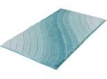 Badematte KLEINE WOLKE "Tender, Badvorleger, Badezimmer Teppich" Gr. 4, blau, H:20mm, Polyester, Badematten, Badematte, Badteppich, Wellen Design, mit Farbverlauf, Hoch-Tief Effekt, waschbar