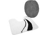 Badematte KINZLER "Gavere, Badvorleger, Badezimmer Teppich" Gr. 9, grau (anthrazit), H:20mm, Polyester, Badematten, Badematte, modernes Design, als rechteckig, rund & 2-tlg. Set erhältlich