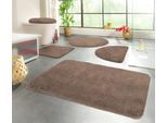 Badematte KINZLER "Chaozhou, Badvorleger, Badezimmer Teppich" Gr. 9, braun, H:20mm, Polyester, Badematten, Badematte, Badteppich, Uni Farben, weich, als rechteckig, rund & Set erhältlich