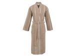 Unisex-Bademantel CARL ROSS "supercombed light" Gr. S, khaki, sanftes weiß, L:125cm, Frottier, Hausmäntel, Unisex-Bademantel, Kimono