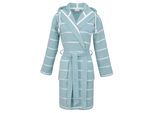 Unisex-Bademantel CARL ROSS "supercombed light" Gr. S, ocean blau, sanftes weiß, L:100cm, Frottier, Hausmäntel, Unisex-Bademantel, Kapuze