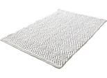 Badematte KLEINE WOLKE "Switch, Badvorleger, Badezimmer Teppich", beige (macadamia), H:5mm, Baumwolle, Polyester, Badematten, Badematte, Badteppich, handgefertigt, Wendedesign, geometrisches Muster