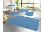 Badematte KINZLER "Chaozhou, Badvorleger, Badezimmer Teppich" Gr. 10, blau (türkis), H:20mm, Polyester, Badematten, Badematte, Badteppich, Uni Farben, weich, als rechteckig, rund & Set erhältlich