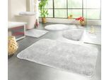 Badematte KINZLER "Chaozhou, Badvorleger, Badezimmer Teppich", silber (silberfarben), H:20mm, Polyester, Badematten, Badematte, Badteppich, Uni Farben, weich, als rechteckig, rund & Set erhältlich