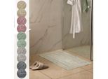 Badematte ANDIAMO "Havanna, 50x80 cm, Badvorleger, Badezimmer Teppich", beige (beige, mit bordüre), H:7,5mm, Baumwolle, Polyester, Badematten, Badematte, Badteppich, Uni Farben, Hoch-Tief Effekt, verschiedene Designs