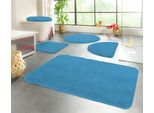 Badematte KINZLER "Chaozhou, Badvorleger, Badezimmer Teppich", blau (türkis), H:20mm, Polyester, Badematten, Badematte, Badteppich, Uni Farben, weich, als rechteckig, rund & Set erhältlich