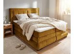 Boxspringbett OTTO HOME "MIVVA inkl. Bettkasten & Topper, Komfortliegehöhe: 67cm, Breite: 180cm", braun (gold), B:204cm L:215cm, Holz teilmassiv, Holzwerkstoff, Spanplatte, Komplettbetten, Boxspringbett, in H3, H4 oder Hmix H3/H4, wahlweise mit oder ohne LED-Leuchten
