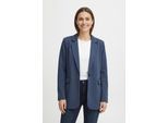 Jackenblazer FREEQUENT "FQNANNI", Damen, Gr. M, blau (vintage indigo), Web, Obermaterial: 73% Polyester, 24% Viskose, 3% Elasthan, unifarben, bequem hüftbedeckend, V-Ausschnitt, Blazer, mit Knopfverschluss und Reverskragen