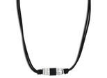 Kette mit Anhänger TOM TAILOR, schwarz (edelstahlfarben, schwarz), Halsketten, Herren, Edelstahl Leder, L: 52 B: 3,8mm, Edelstahl, Leder, B:3,8mm