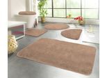 Badematte KINZLER "Chaozhou, Badvorleger, Badezimmer Teppich", braun (hellbraun), H:20mm, Polyester, Badematten, Badematte, Badteppich, Uni Farben, weich, als rechteckig, rund & Set erhältlich