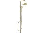Duschsystem WENKO "Young Eco", gold, H:101cm, Edelstahl, Kunststoff, Metall, Brausegarnituren, mit Thermostat-Armatur, inkl. 2 Watersaving Regulatoren