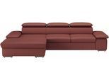 Ecksofa SIT & MORE "Valantine L-Form, B: 286 cm", rot (merlot), B:286cm H:73cm T:174cm, NaturLEDER;Spannstoff, Sofas, Ecksofa, mit Arm- & Kopfteilverstellung, optional mit Bettfunktion