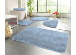 Badematte KINZLER "Chaozhou, Badvorleger, Badezimmer Teppich", blau (hellblau), H:20mm, Polyester, Badematten, Badematte, Badteppich, Uni Farben, weich, als rechteckig, rund & Set erhältlich