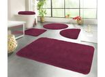 Badematte KINZLER "Chaozhou, Badvorleger, Badezimmer Teppich" Gr. 2, rot (bordeaux), H:20mm, Polyester, Badematten, Badematte, Badteppich, Uni Farben, weich, als rechteckig, rund & Set erhältlich