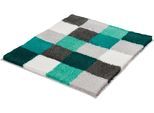 Badematte KLEINE WOLKE "Caro, Badvorleger, Badezimmer Teppich" Gr. 2, blau (petrol), H:25mm, Kunstfaser, Badematten, Badematte, Badteppich, modernes Karo-Muster, Pastell-Farben, waschbar