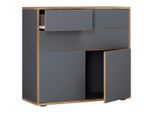Mid.you , Anthrazit, Honigeiche , Holzwerkstoff , 4 Schublade(n) Schubladen , 100x74x33 cm , stehend ,