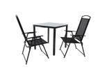 Gardenson , Anthrazit , Metall, Glas , quadratisch , Stühle klappbar , Gartenmöbel, Gartenmöbel-Sets, Gartengarnituren