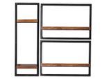 Mid.you , Naturfarben, Schwarz , Holz, Metall , Mangoholz,Mangoholz , massiv,massiv , 4 Fächer , 80x75x25 cm , Kleinmöbel, Regale, Wandregale & Hängeregale, Wandregal-Sets